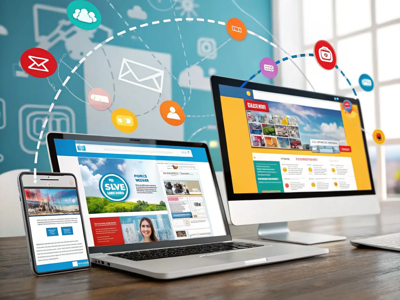 An image showcasing a successful advertising campaign across various digital platforms, emphasizing reach and brand visibility.